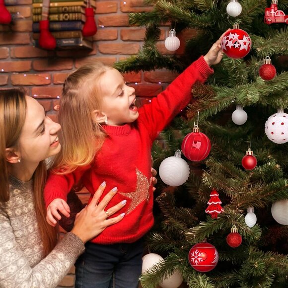 42 Pcs Christmas Ornaments Various Styles of Christmas Ball Holiday - Picture 6 of 7